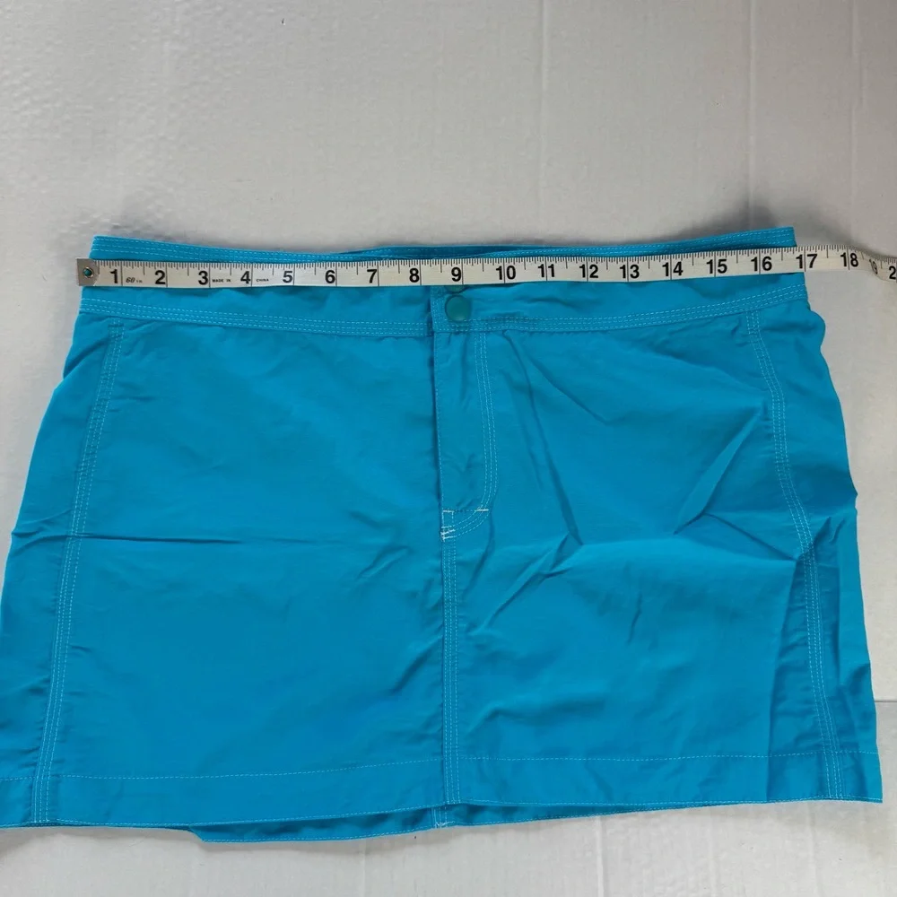 LLBean Aqua Blue Supplex Nylon Button Closure‎ Short Mini Skirt Swim Coverup 12